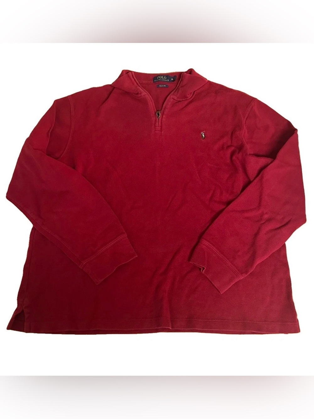 Polo Ralph Lauren Men's Red Estate Rib Quarter Zip Pullover Sweater Size XL